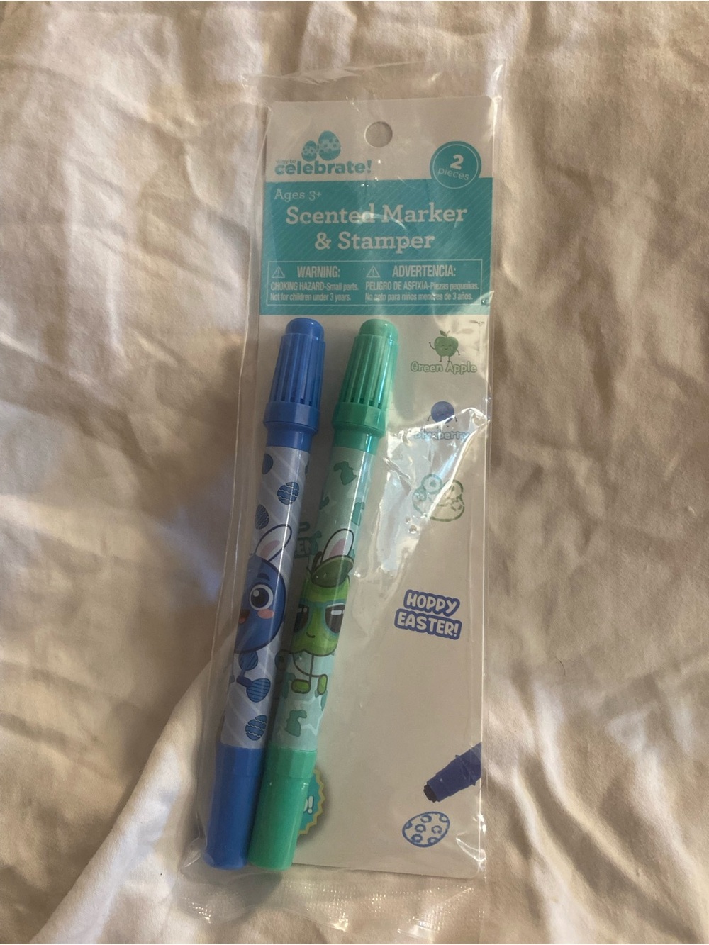 Easter Scented Marker & Stamper Set Green Apple Blueberry 2 Pack New